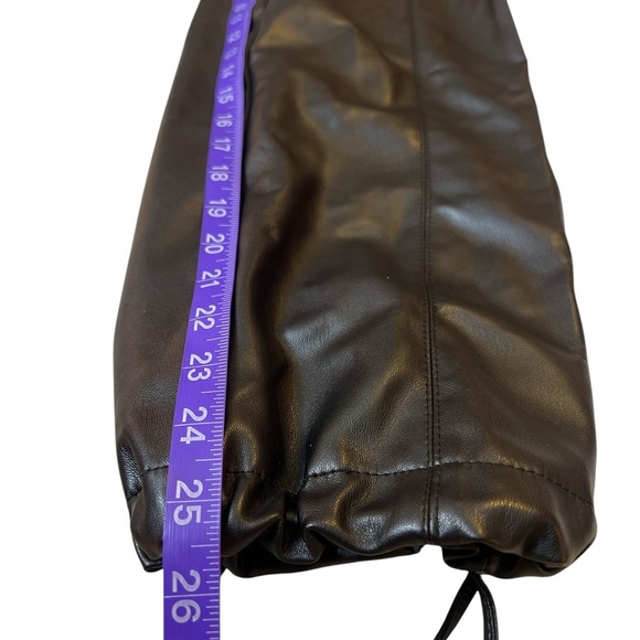 Zara Faux Leather Jogger Pants Black Elastic Waist Drawstring Hem Streetwear - Picture 7 of 12